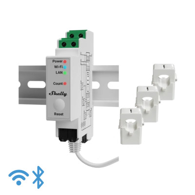 Shelly Pro 3EM 120 A, měřič spotřeby vč. 3 svorek 120A, WiFi, LAN
